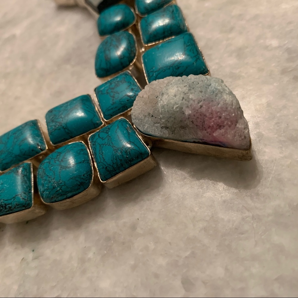 Druzy Turquoise Statement Necklace - image 2